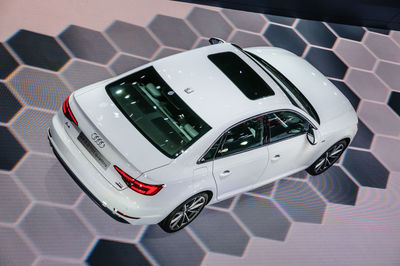 High angle view of car in city