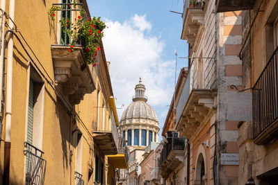 Low angle view of buildings in city