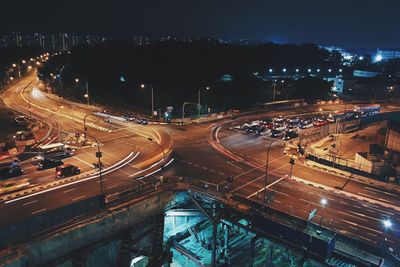 Light trails on road at night