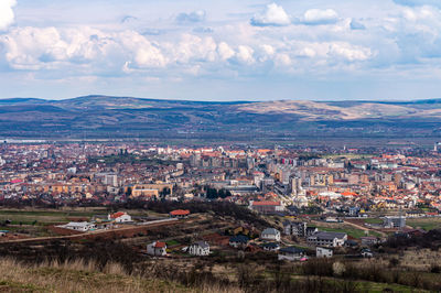 High angle view of townscape against sky