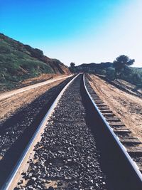 Railroad tracks against clear sky