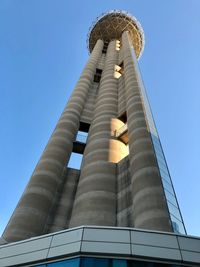 Low angle view of building against blue sky