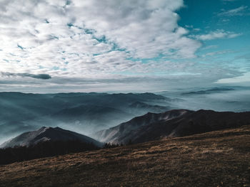 Scenic view of mountains against sky