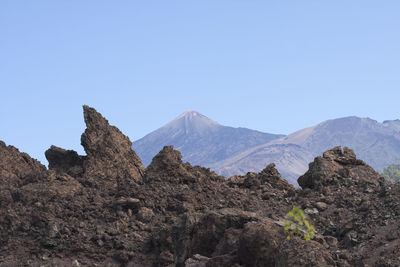 Scenic view of mountains against clear sky