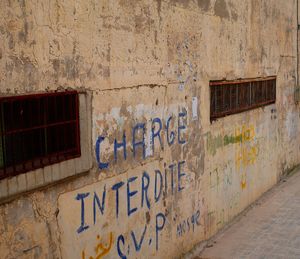 Graffiti on wall of old building