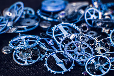 Blue cogs gears wheels collection set