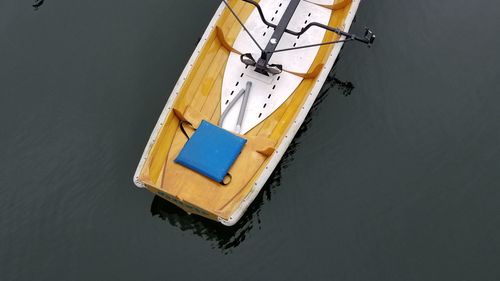 High angle view of sailboat floating on lake