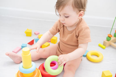 Girl playing with toys