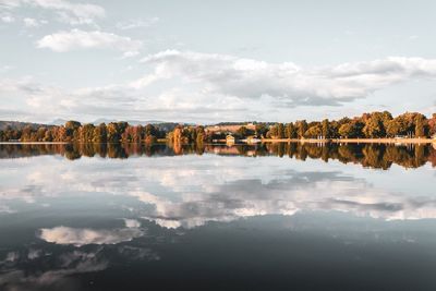 Scenic view of lake against sky