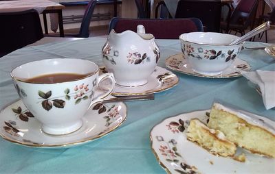 Tea cup on table