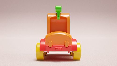 Close-up of toy car on white background