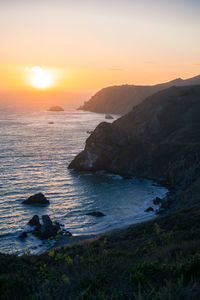 Scenic view of sea against sky during sunset