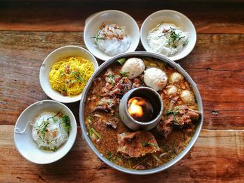 Close-up of food served on table