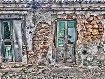 Closed door of house