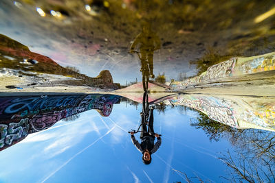 Reflection of trees in lake