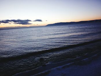 Scenic view of sea at sunset