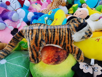 High angle view of stuffed toy