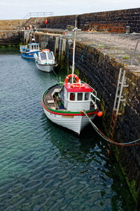 High angle view of sailboat in sea