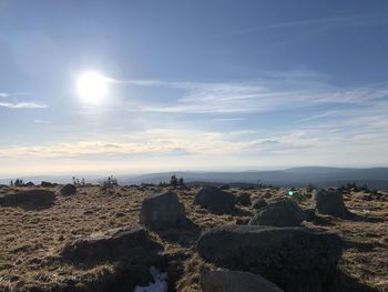 Panoramic view of landscape against sky during sunset