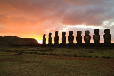 Scenic view of sunset over land