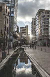 Reflection of buildings in city