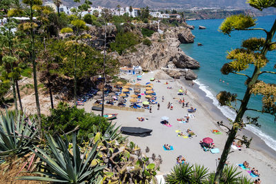 High angle view of people at swimming pool