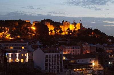 View of illuminated cityscape at night