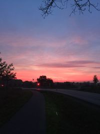 Empty road at sunset