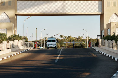 Guarded entrance to the territory with automatic barrier