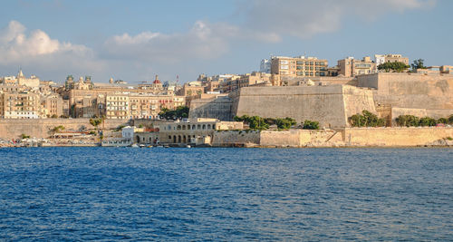 View over the valletta city from marsans harbour, sliema, malta