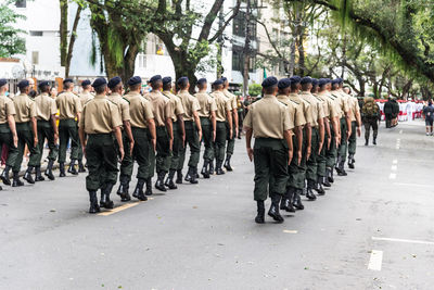 Brazilian military officers are seen parading during the independence commemoration, in salvador