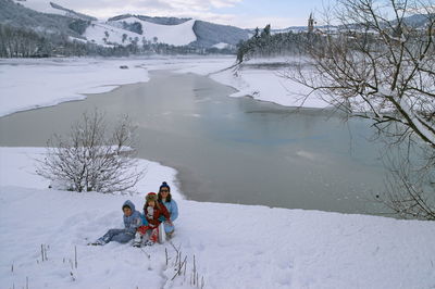 People on snow covered mountain