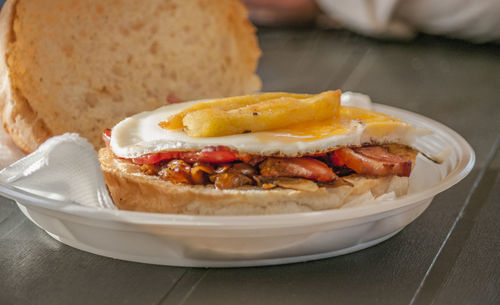 Close-up of food on table