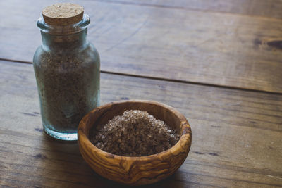 Close-up of food on wooden table