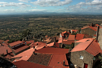 High angle view of townscape against sky