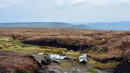 Scenic view of land against sky