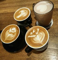 High angle view of cappuccino