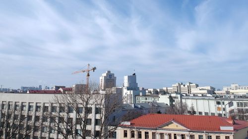 High angle view of buildings in city