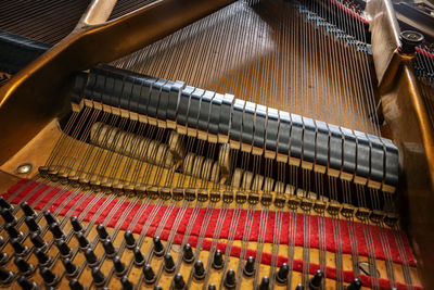 High angle view of piano keys