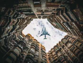 Low angle view of buildings in city