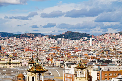 High angle view of buildings in barcelona 