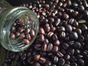 High angle view of coffee beans