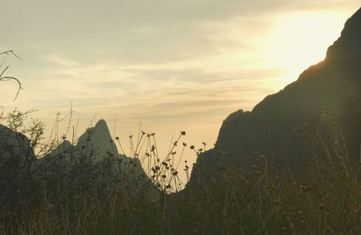 Panoramic view of mountains against sky