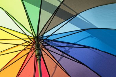 Abstract close-up of a multicolored umbrella