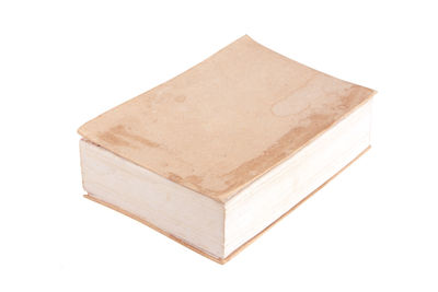 High angle view of paper against white background