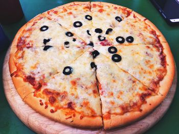 Close-up of pizza on table