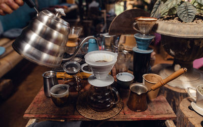 Barista pouring