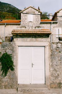 Closed door of old building