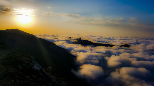 Scenic view of cloudscape against sky during sunset