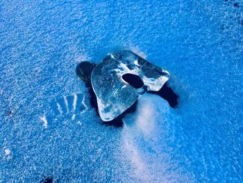 High angle view of frozen sea